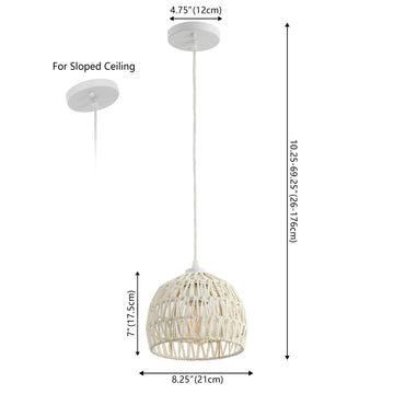 Campana 20" Bohemian Modern Woven Rattan/Iron LED Pendant